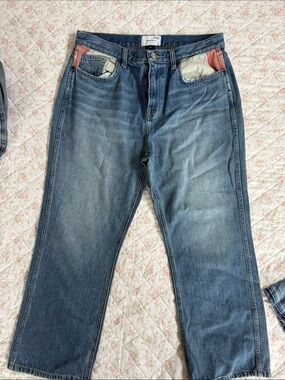 Current/Elliott Men’s Relaxed Jeans in Faded Blue with Red Pocket Accents